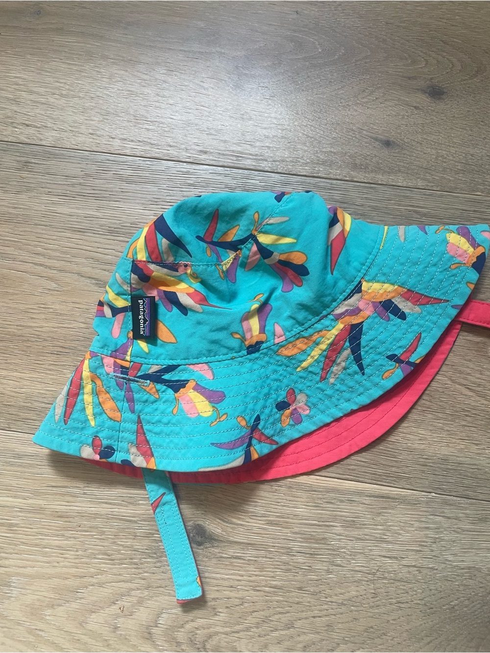 Patagonia Pink Floral Reversible Baby Sun Bucket Hat